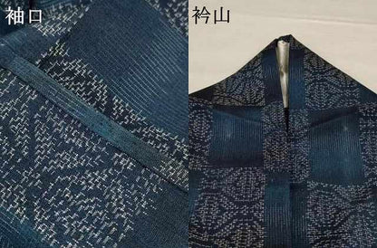 平和屋着物▽上質な紬 単衣 市松文様 正絹 逸品 AAAS3088iu