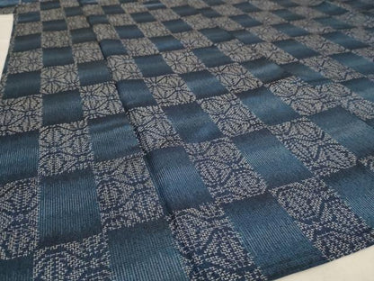 平和屋着物▽上質な紬 単衣 市松文様 正絹 逸品 AAAS3088iu