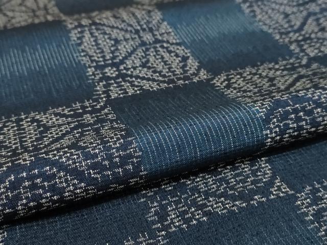 平和屋着物▽上質な紬 単衣 市松文様 正絹 逸品 AAAS3088iu