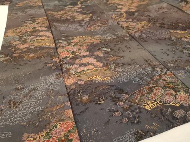 平和屋着物▽上質な小紋 単衣 地紙重ね流水草花文 暈し染め 金彩 小田急百貨店扱い 正絹 逸品 AAAS3089iu