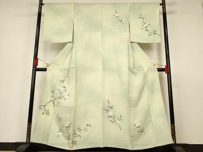 平和屋着物▽訪問着　単衣　枝花文　金彩　西武百貨店扱い　正絹　逸品　AAAS3090iu