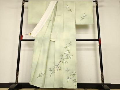 平和屋着物▽訪問着　単衣　枝花文　金彩　西武百貨店扱い　正絹　逸品　AAAS3090iu