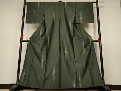平和屋着物▽上質な紬 単衣 捻梅 正絹 逸品 AAAS3098iu