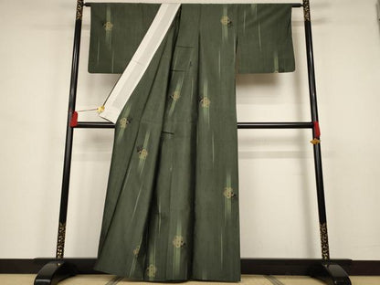 平和屋着物▽上質な紬 単衣 捻梅 正絹 逸品 AAAS3098iu
