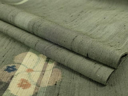 平和屋着物▽上質な紬 単衣 捻梅 正絹 逸品 AAAS3098iu