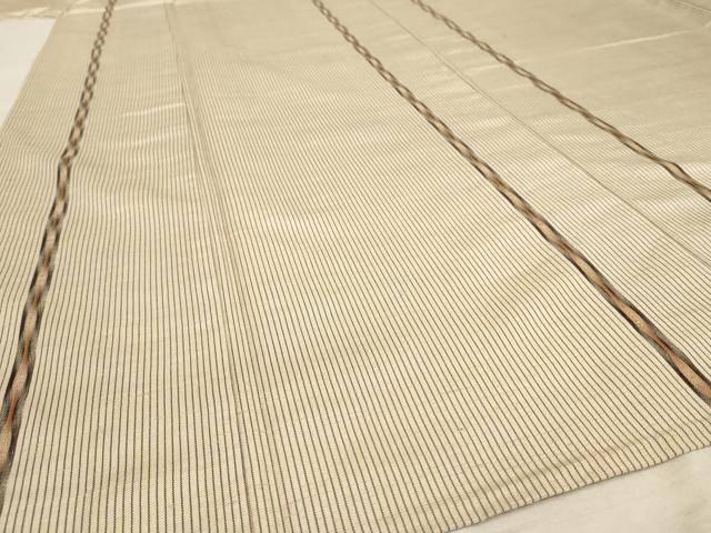 平和屋着物▽上質な紬 単衣 縞 正絹 逸品 AAAS3099iu