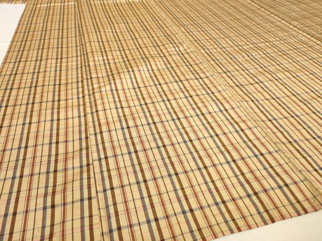 平和屋着物▽上質な紬 単衣 格子 正絹 逸品 AAAS3101iu