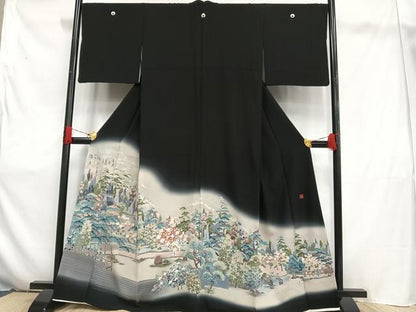 平和屋着物■豪華黒留袖　作家物　風景文　暈し染め　正絹　逸品　AAAS3869es