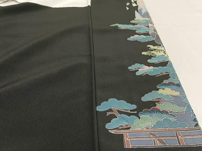 平和屋着物■豪華黒留袖　作家物　風景文　暈し染め　正絹　逸品　AAAS3869es