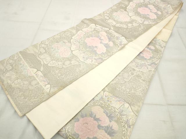 平和屋着物◎六通柄袋帯 唐織 花丸文 銀糸 正絹 逸品 AAAS3888hg