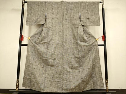 平和屋着物▽上質な紬　単衣　琉球絣文　正絹　逸品　AAAS4928fy