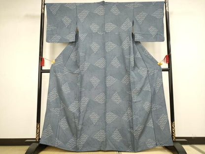 平和屋着物▽上質な小紋 単衣 切嵌花文 正絹 逸品 AAAS4929fy