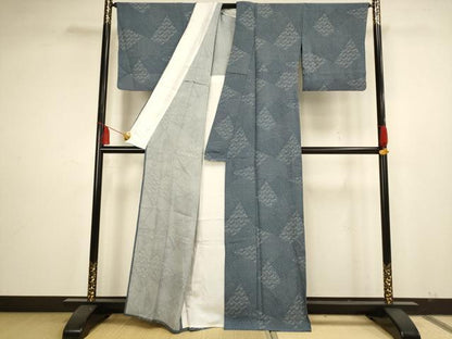 平和屋着物▽上質な小紋 単衣 切嵌花文 正絹 逸品 AAAS4929fy