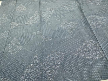 平和屋着物▽上質な小紋 単衣 切嵌花文 正絹 逸品 AAAS4929fy