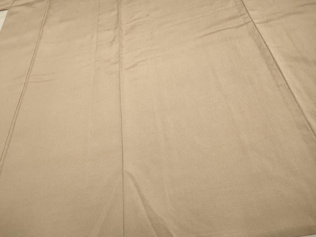 平和屋着物▽上質な色無地 単衣 白橡色 お召縮緬 正絹 逸品 AAAS4930fy