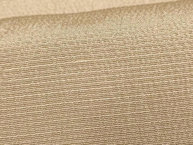 平和屋着物▽上質な色無地 単衣 白橡色 お召縮緬 正絹 逸品 AAAS4930fy