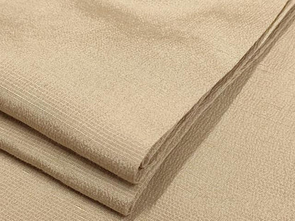 平和屋着物▽上質な色無地 単衣 白橡色 お召縮緬 正絹 逸品 AAAS4930fy