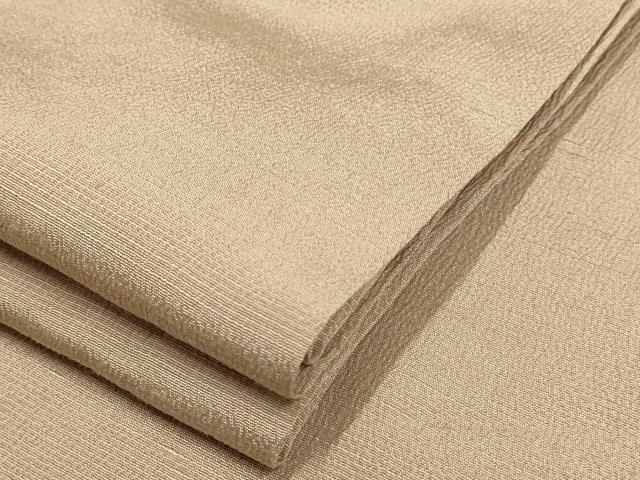 平和屋着物▽上質な色無地 単衣 白橡色 お召縮緬 正絹 逸品 AAAS4930fy