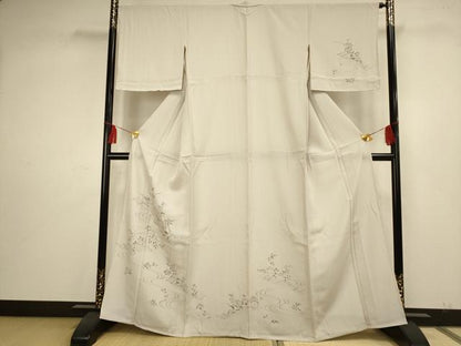 平和屋着物▽訪問着 単衣 流水草花文 正絹 逸品 未使用 AAAS4931fy