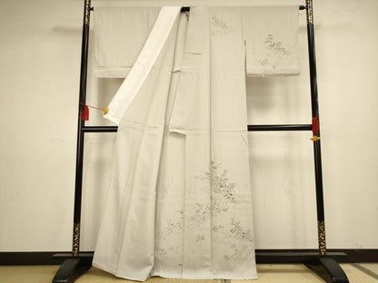 平和屋着物▽訪問着 単衣 流水草花文 正絹 逸品 未使用 AAAS4931fy