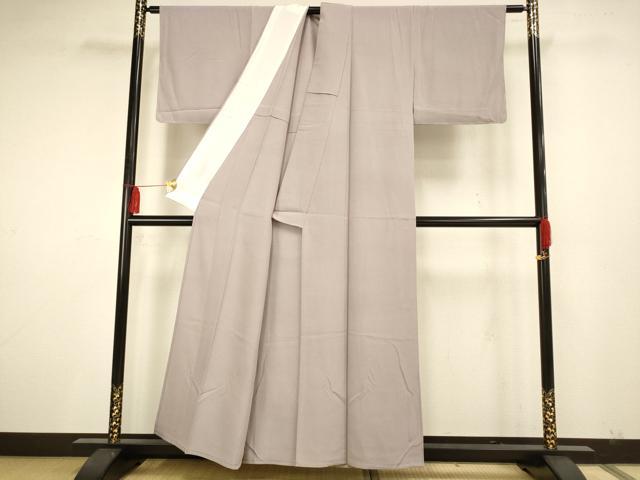 平和屋着物▽上質な色無地 単衣 牡丹鼠色 正絹 逸品 AAAS4932fy