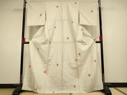 平和屋着物▽お召 単衣 色紙重ね文 正絹 逸品 AAAS4933fy