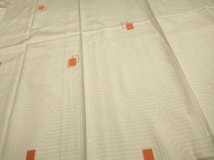 平和屋着物▽お召 単衣 色紙重ね文 正絹 逸品 AAAS4933fy