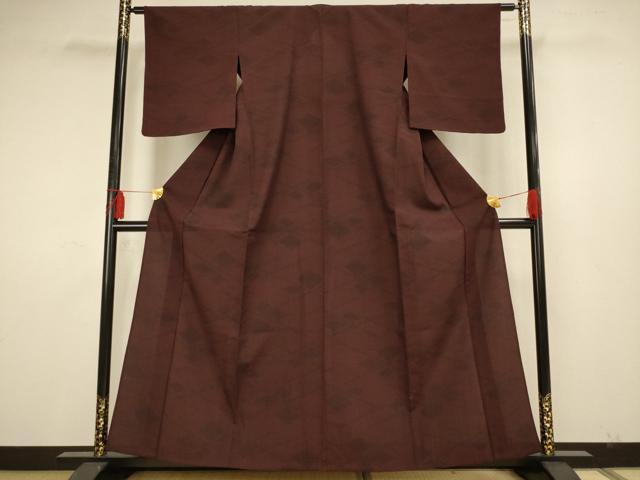 平和屋着物▽本塩沢 単衣 110亀甲 幾何学文 正絹 逸品 AAAS4934fy