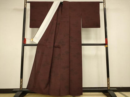 平和屋着物▽本塩沢 単衣 110亀甲 幾何学文 正絹 逸品 AAAS4934fy