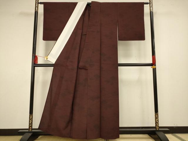 平和屋着物▽本塩沢 単衣 110亀甲 幾何学文 正絹 逸品 AAAS4934fy