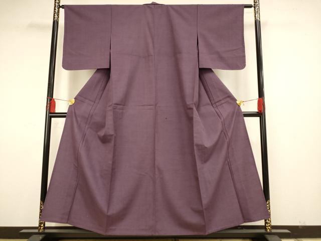 平和屋着物▽上質な紬 単衣 古代紫色 正絹 逸品 未使用 AAAS4935fy