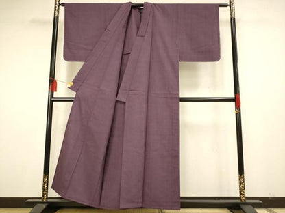 平和屋着物▽上質な紬 単衣 古代紫色 正絹 逸品 未使用 AAAS4935fy