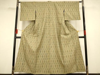 平和屋着物▽上質な紬　単衣　絞り　横段文　正絹　逸品　AAAS4936fy