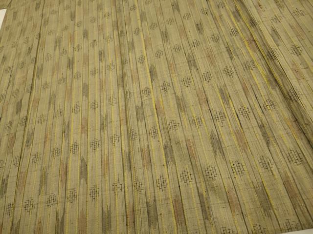平和屋着物▽上質な紬　単衣　絞り　横段文　正絹　逸品　AAAS4936fy