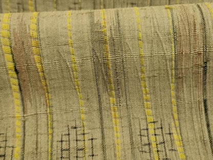 平和屋着物▽上質な紬　単衣　絞り　横段文　正絹　逸品　AAAS4936fy
