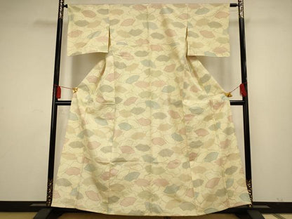 平和屋着物▽上質な紬 単衣 地紙扇面文 正絹 逸品 AAAS4937fy