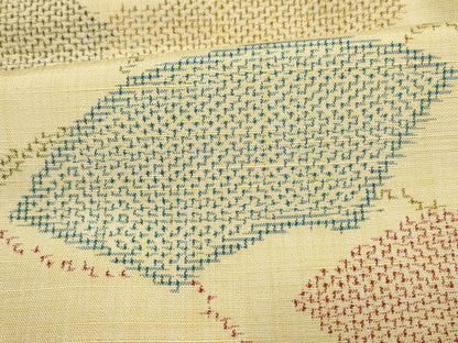 平和屋着物▽上質な紬 単衣 地紙扇面文 正絹 逸品 AAAS4937fy