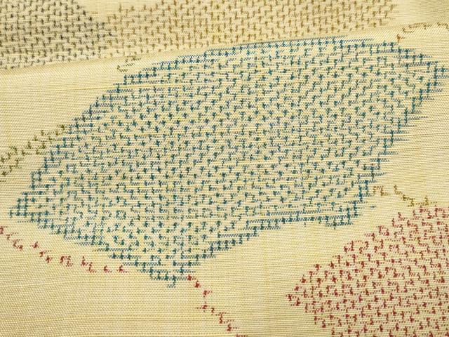 平和屋着物▽上質な紬 単衣 地紙扇面文 正絹 逸品 AAAS4937fy