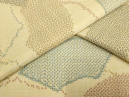 平和屋着物▽上質な紬 単衣 地紙扇面文 正絹 逸品 AAAS4937fy