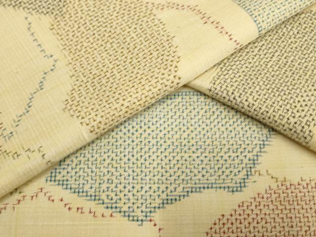 平和屋着物▽上質な紬 単衣 地紙扇面文 正絹 逸品 AAAS4937fy