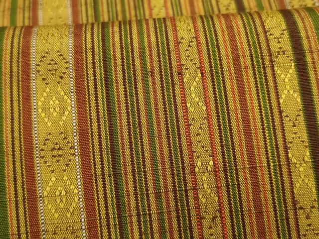 平和屋着物▽上質な紬 単衣 縞 正絹 逸品 AAAS4938fy