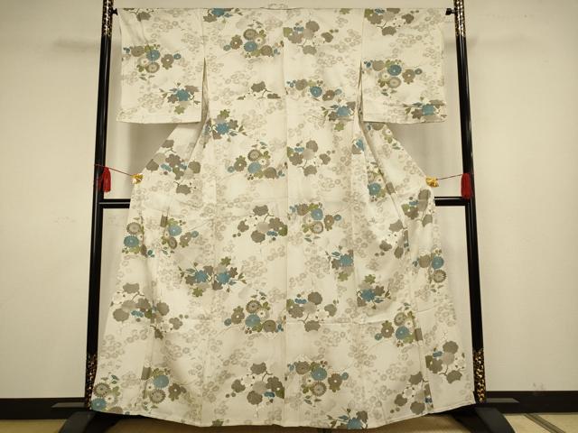 平和屋着物▽上質な小紋 単衣 草花文 金彩 正絹 逸品 AAAS4941fy
