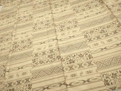 平和屋着物▽上質な紬 単衣 横段文 正絹 逸品 AAAS4942fy