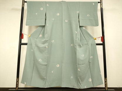 平和屋着物▽上質な小紋 単衣 草花文 正絹 逸品 AAAS4944fy
