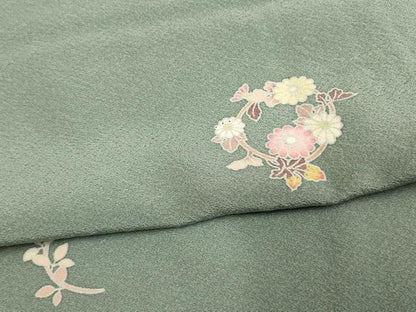 平和屋着物▽上質な小紋 単衣 草花文 正絹 逸品 AAAS4944fy