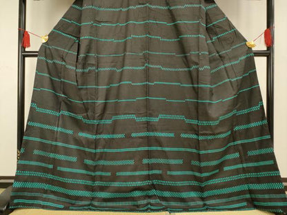 平和屋着物▽付下げ 単衣 紬地 幾何学文 胴抜き仕立て 正絹 逸品 AAAS4945fy