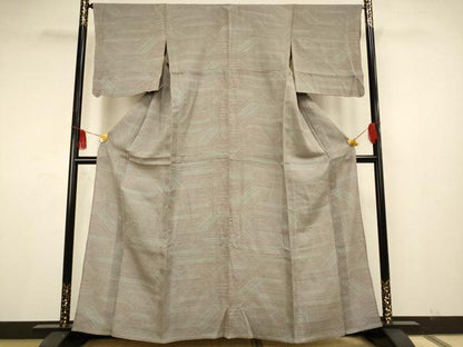 平和屋着物▽本塩沢 単衣 110亀甲 幾何学文 正絹 逸品 AAAS4948fy