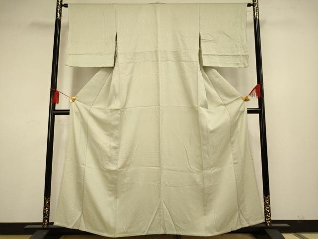 平和屋着物▽上質な色無地　単衣　若菜色　正絹　逸品　AAAS4951fy