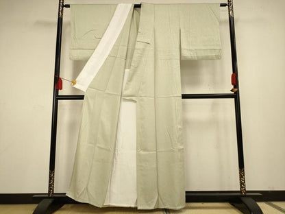 平和屋着物▽上質な色無地　単衣　若菜色　正絹　逸品　AAAS4951fy