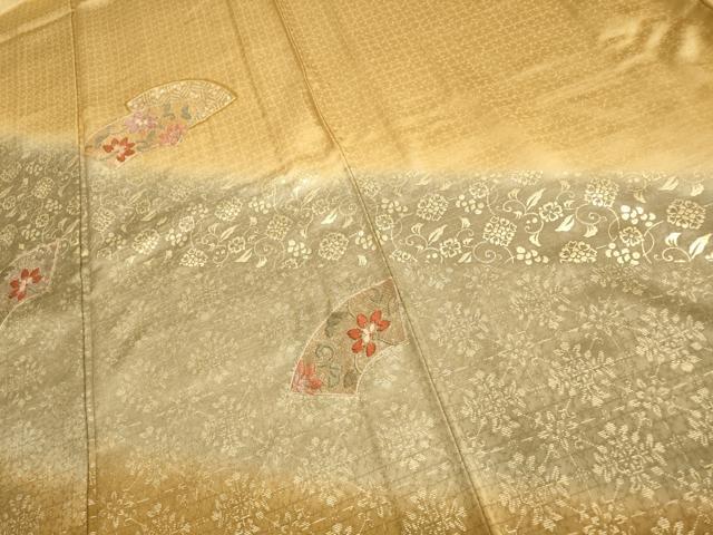 平和屋着物▽訪問着 単衣 刺繍 地紙花文 金彩 正絹 逸品 AAAS4953fy
